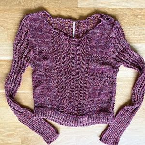 Free People Pullover Crochet Sweater Scoop Neck Large